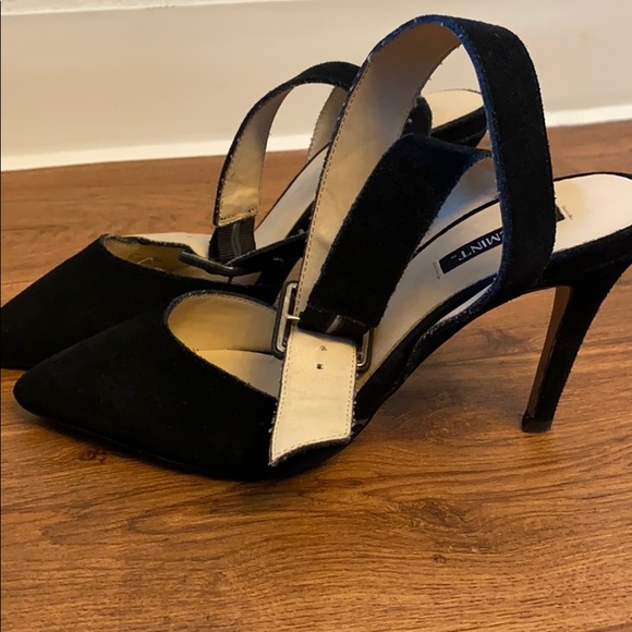 Black Suede Pointed Toe Heels - Picture 3 of 4